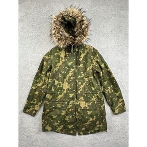 Gap Camouflage Parka Jacket Womens Medium Removable Inside Lining/Faux Fur Hood
